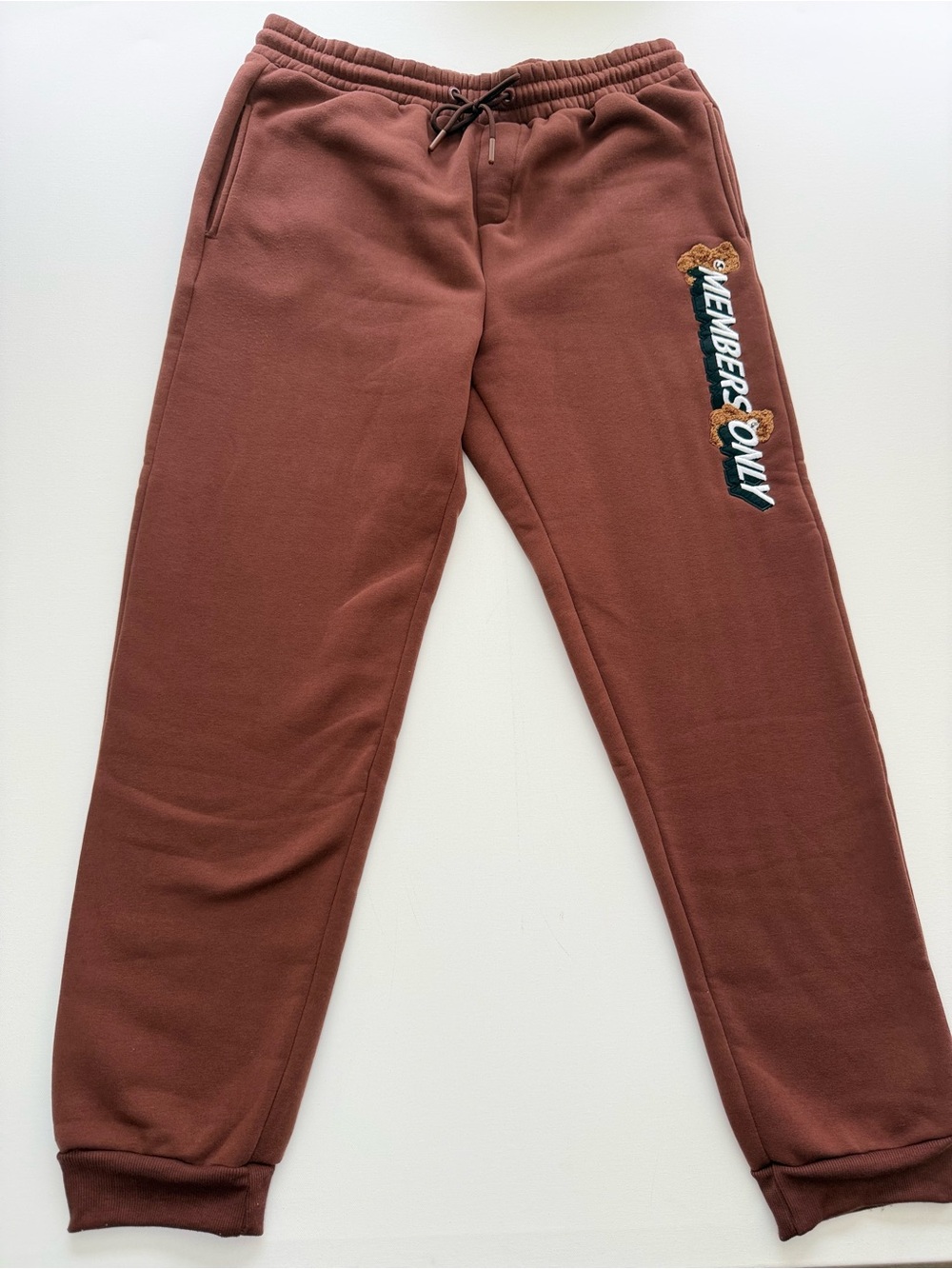 Members Only Brown Jogger Sweatpants with Embroidered Logo